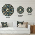 thumbnail image 4 of Designart 'Geometric Abstract Waves in Marine Blue and Gold' Mid-Century Modern Wood Wall Clock, 4 of 5