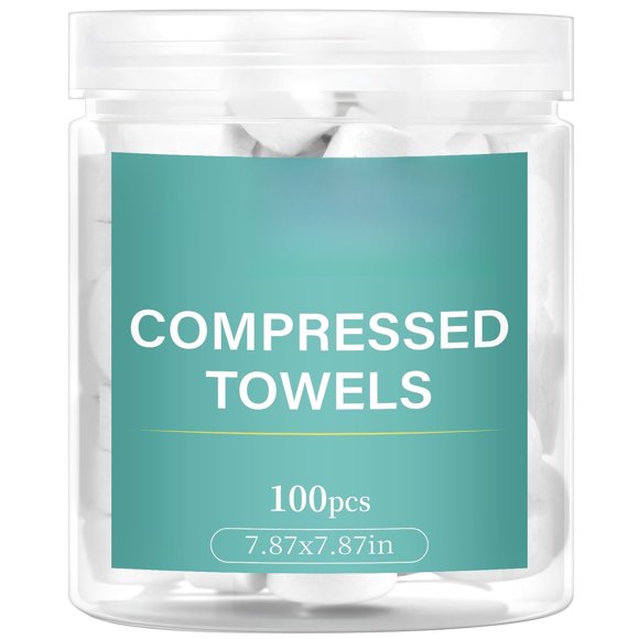100 PCS Compressed Towels Disposable Washcloths Compressed Towel tablets Portable Compressed paper Towels Thicken the Towel Suitable for Outdoor Camping at home