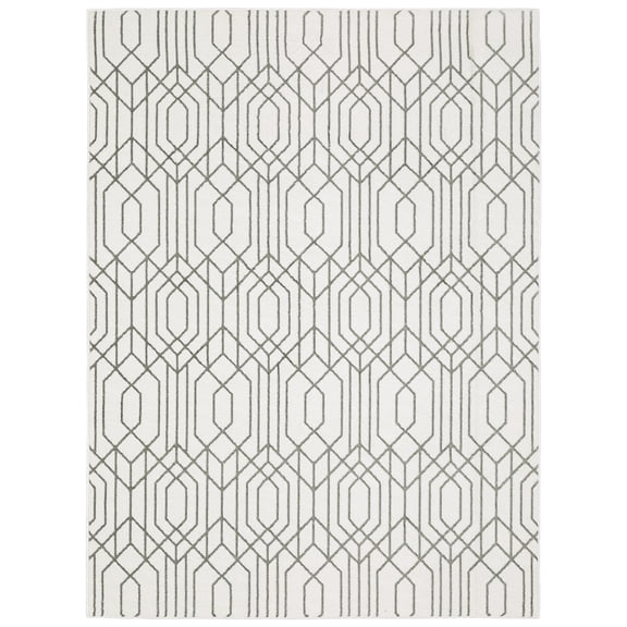 Woven Trends Ferrara - 4158W - Modern Style, Geometric Pattern, Pet & Family Friendly, Living Room, Dining Room, Office, Low Pile Polyester Area Rug in White - 3' X 5'