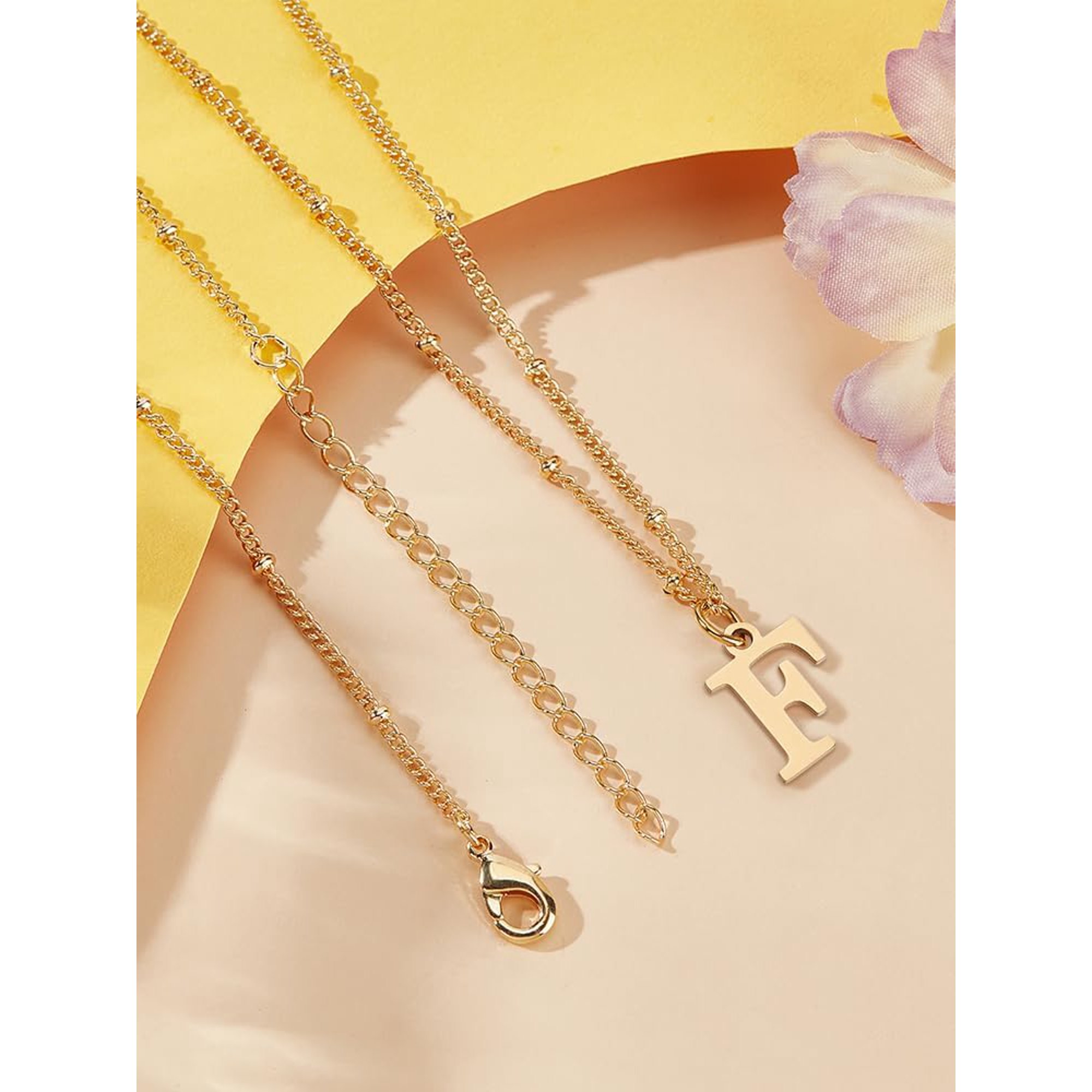 1set 1 Pcs Stainless Steel Alphabet Pendant Necklace Women Initial letter Necklace Brass Chain Initial Charms Gifts Personalized Jewelry Gold DIY