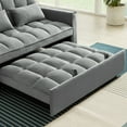 thumbnail image 6 of Zechuan Convertible Sofa Bed with Pull Out Bed - 55" Tufted Velvet Loveseat Sleeper Sofa - Gray, 6 of 9