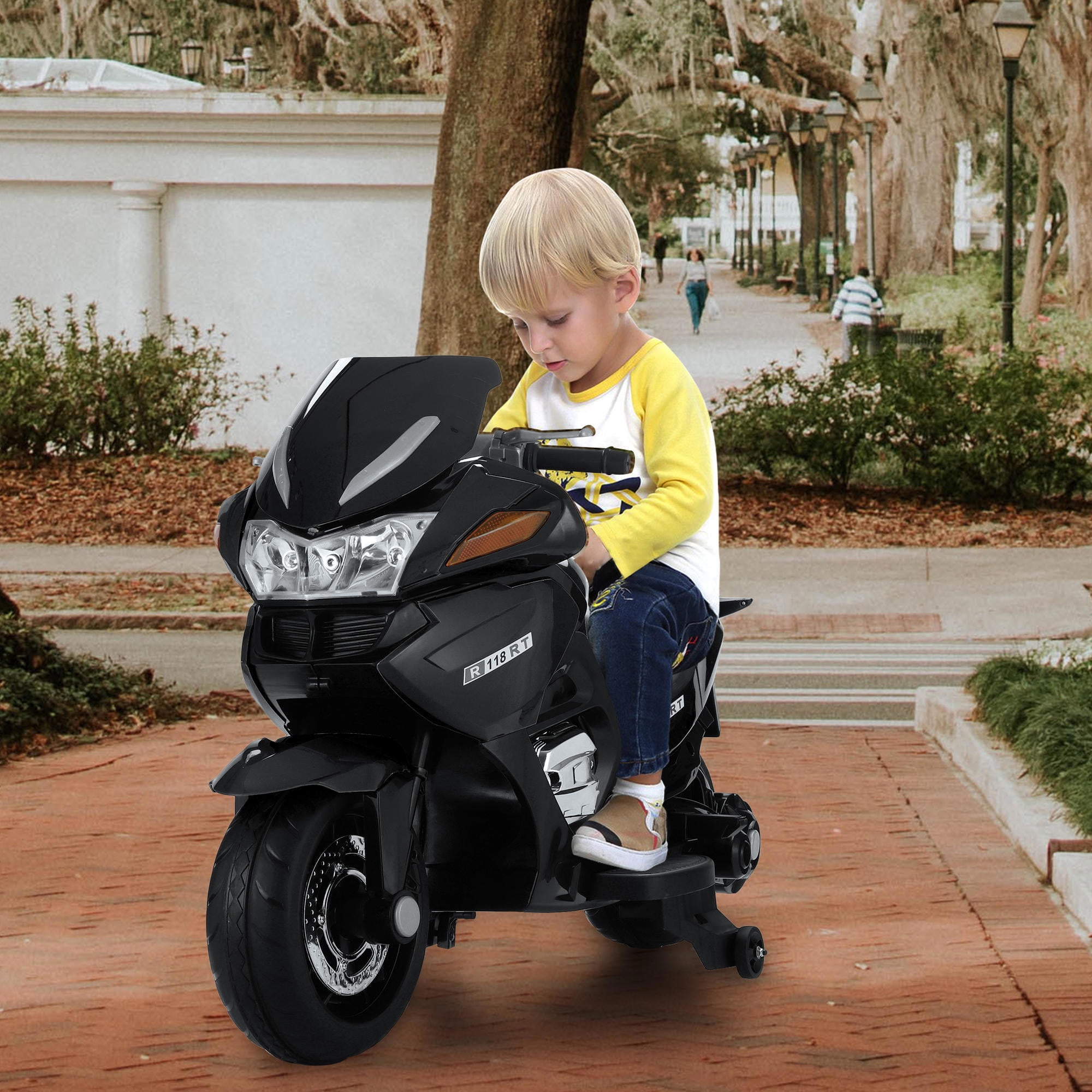 12V Boys Motorcycle, Children Battery Motor Bikes, Rechargeable 3 Wheels Ride on Kids Electric Motorcycle