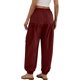 thumbnail image 4 of Pantalones de cintura elástica para las mujeres Color sólido empaquetado pies cordón longitud completa cónico Jogger bolsillos pantalones verde oliva mujeres, 4 of 6