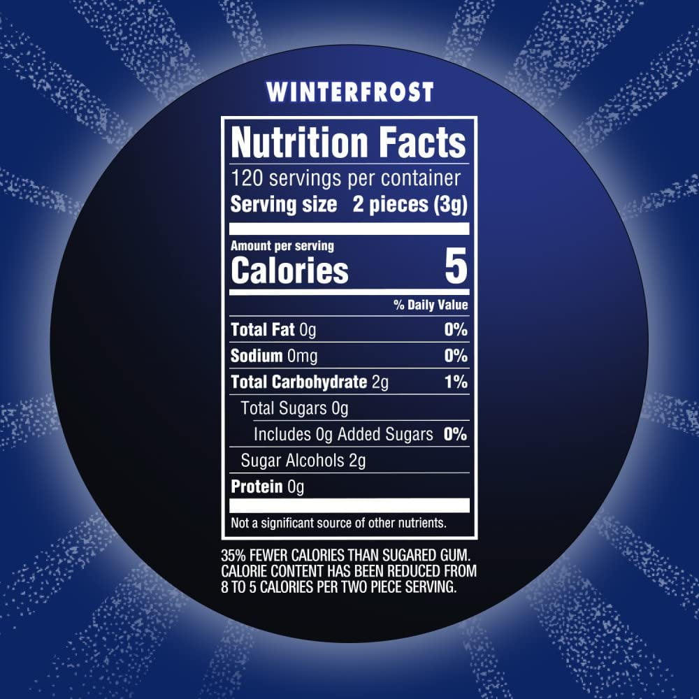 ECLIPSE Winterfrost Sugar Free Chewing Gum Bulk Pack, 60 Piece Bottle Pack of 4