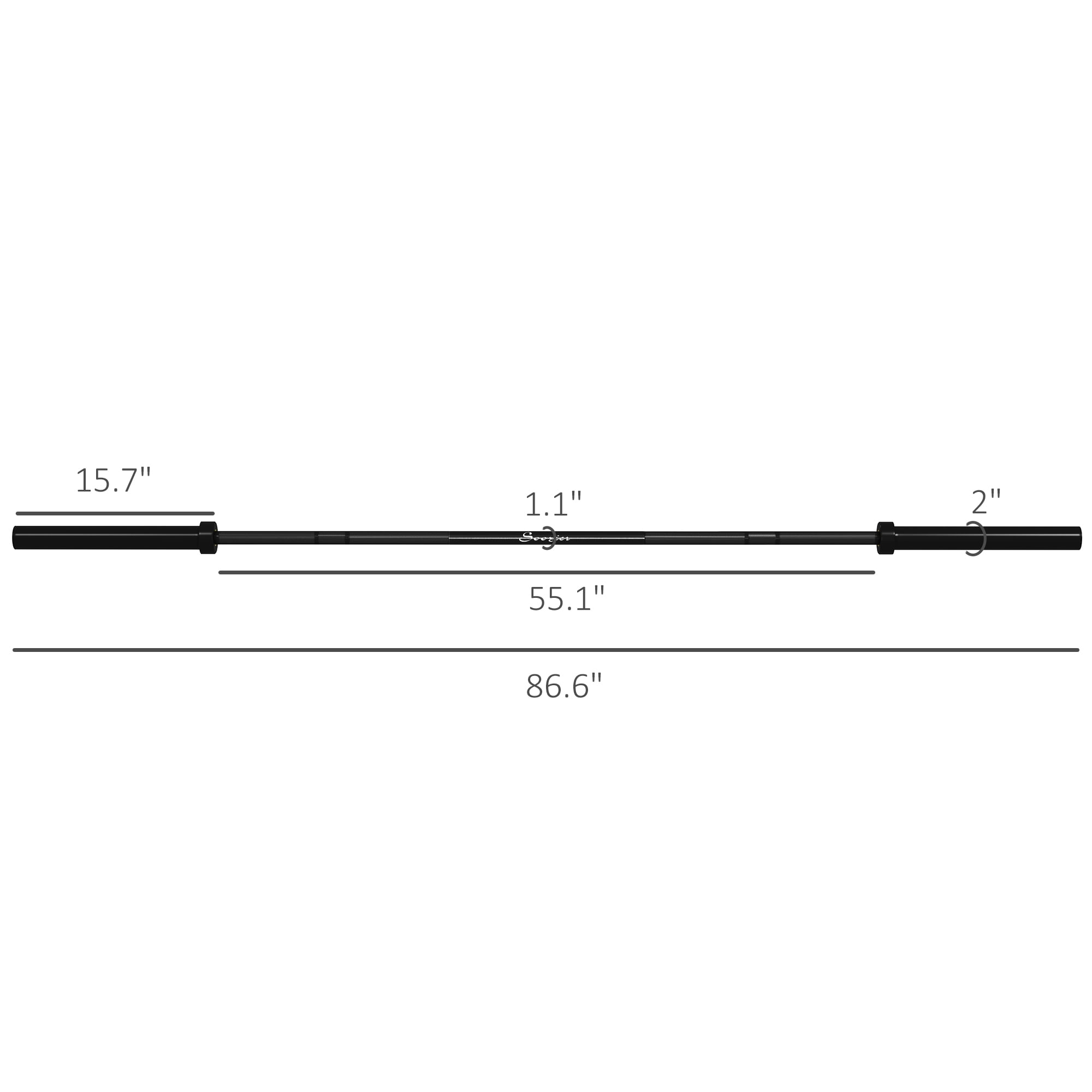 Soozier 7.2ft Weight Bar, Bench Press Bar with Rotating Sleeves, 1500lbs Weight Capacity, Black
