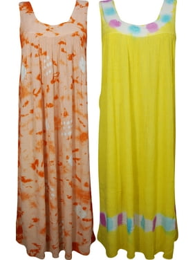 Mogul Womens Boho Chic Dresses Tie Dye Sleeveless Summer Beach Wear Maxi Dress Small Wholesale Lot Of 2