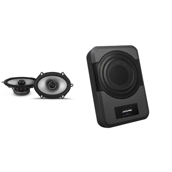 Alpine S2-S68 - Next-Generation S-Series 6x8" Coaxial Speaker Set w/ PWE-S8 Powered 8inch Woofer Bundle