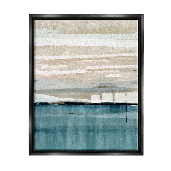 Stupell Industries Abstract Ocean Landscape Abstract Painting Black Floater Framed Canvas Art Print Wall Art, 17 x 21