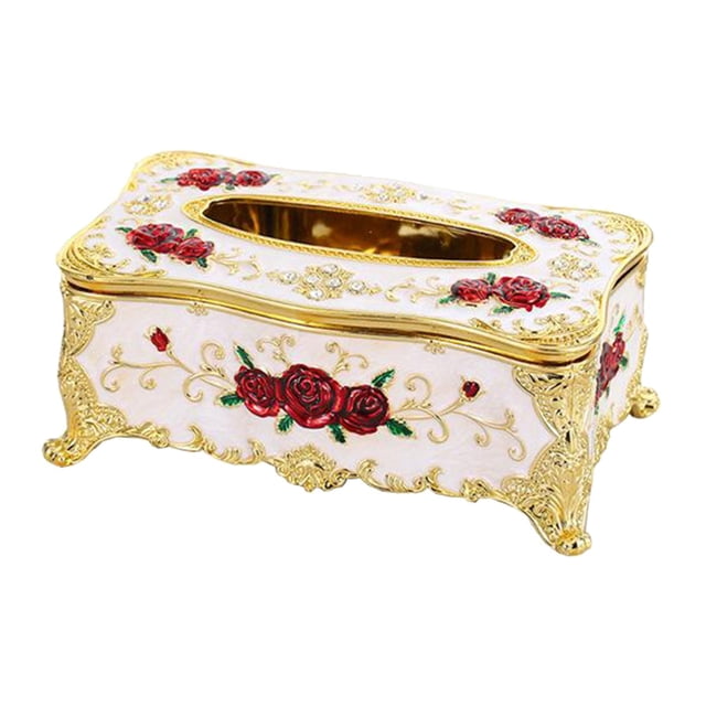 Caja de Pañuelos Adornada Moderna perfecl Servilletero de Papel Decoración Hotel Soporte de Almacenamiento Rojo Dorado Blanco
