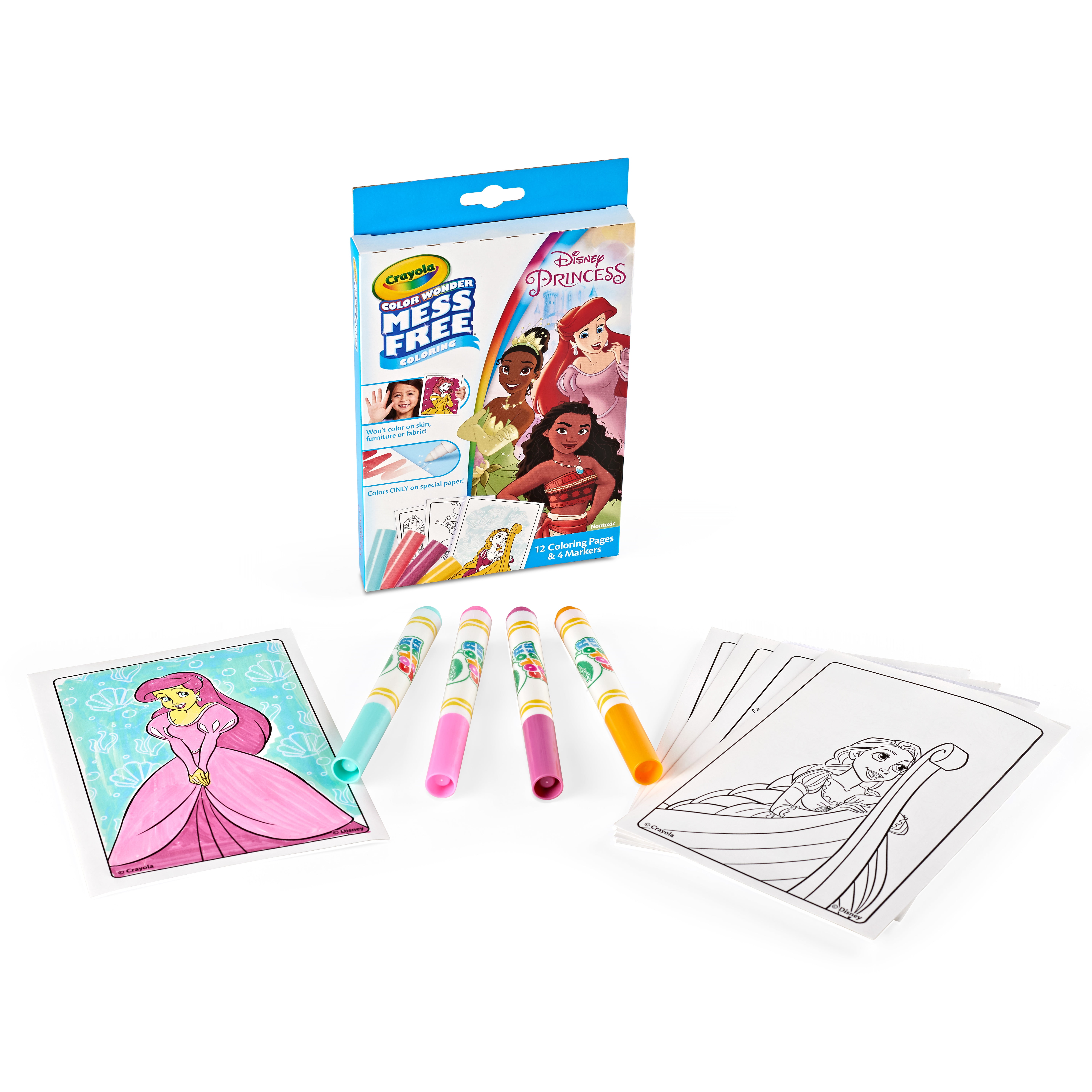 (2 pack) Crayola Color Wonder Disney Princess Mini Box Set, 12 Pgs & 4 Markers, Coloring Set for Toddlers, Arts and Crafts, Creative Gift for Kids, Ages 3, 4, 5, 6