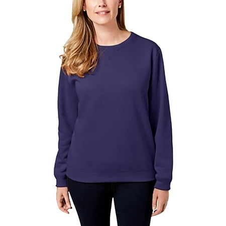 Karen Scott Women's Crewneck Fleece Sweatshirt Purple Size Petite L