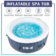 CO-Z 6.8x6.8ft PVC Round Inflatable Hot Tub Portable 140 Air Jets Ideal for 4-6 Adults Blue
