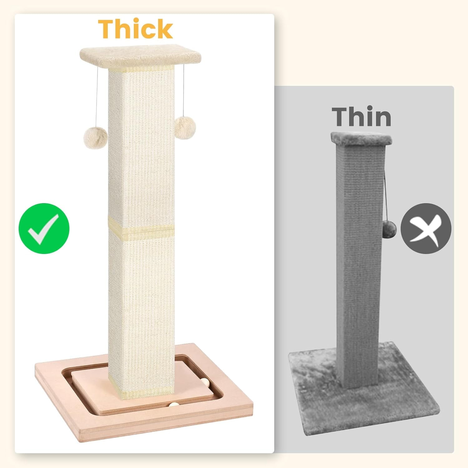 Cat Scratching Post, 33" Tall Cat Scratching Post, Heavy Duty Cat Scratching Post with Ball Track and Hanging Ball, Scratching Posts for Indoor Cats Adults