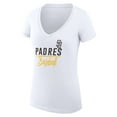 thumbnail image 2 of Women's G-III 4Her by Carl Banks White San Diego Padres Super-Slim Fit Lightweight Team Graphic V-Neck T-Shirt, 2 of 3