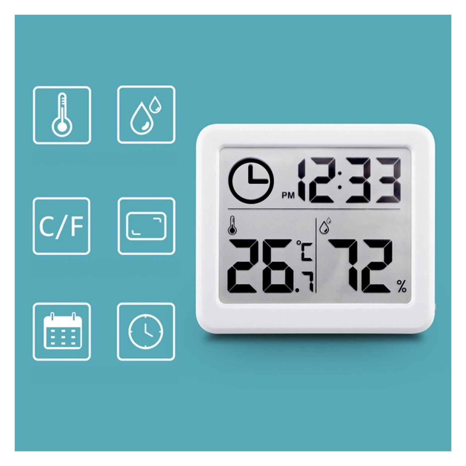 Thermohygrometer Simple Smart Home Electronic Digital Thermometer Hygrometer LCD Wall Clock ,Simple Operation