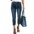 thumbnail image 2 of vigerkar Women's Denim Capri Jeans Casual High Waisted Skinny Leggings Stretchy Pants with Decor Pockets Blue, S, 2 of 9