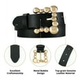 thumbnail image 4 of AI DEEBLUE Women's Belt - Black Genuine Leather Belt with Gold Beaded Statement Buckle, 4 of 7
