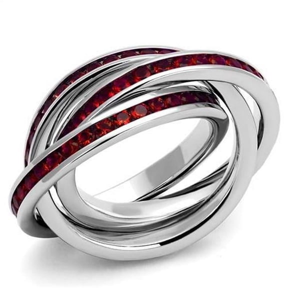 Alamode 3W1333-7 Women Rhodium Brass Ring with Synthetic in Siam - Size 7