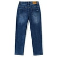 thumbnail image 2 of KIDSCOOL SPACE Boy Jeans,Big Kid Ripped Elastic Band Inside Slim Fit Denim Jeans Pants,Blue,7-8 Years, 2 of 6