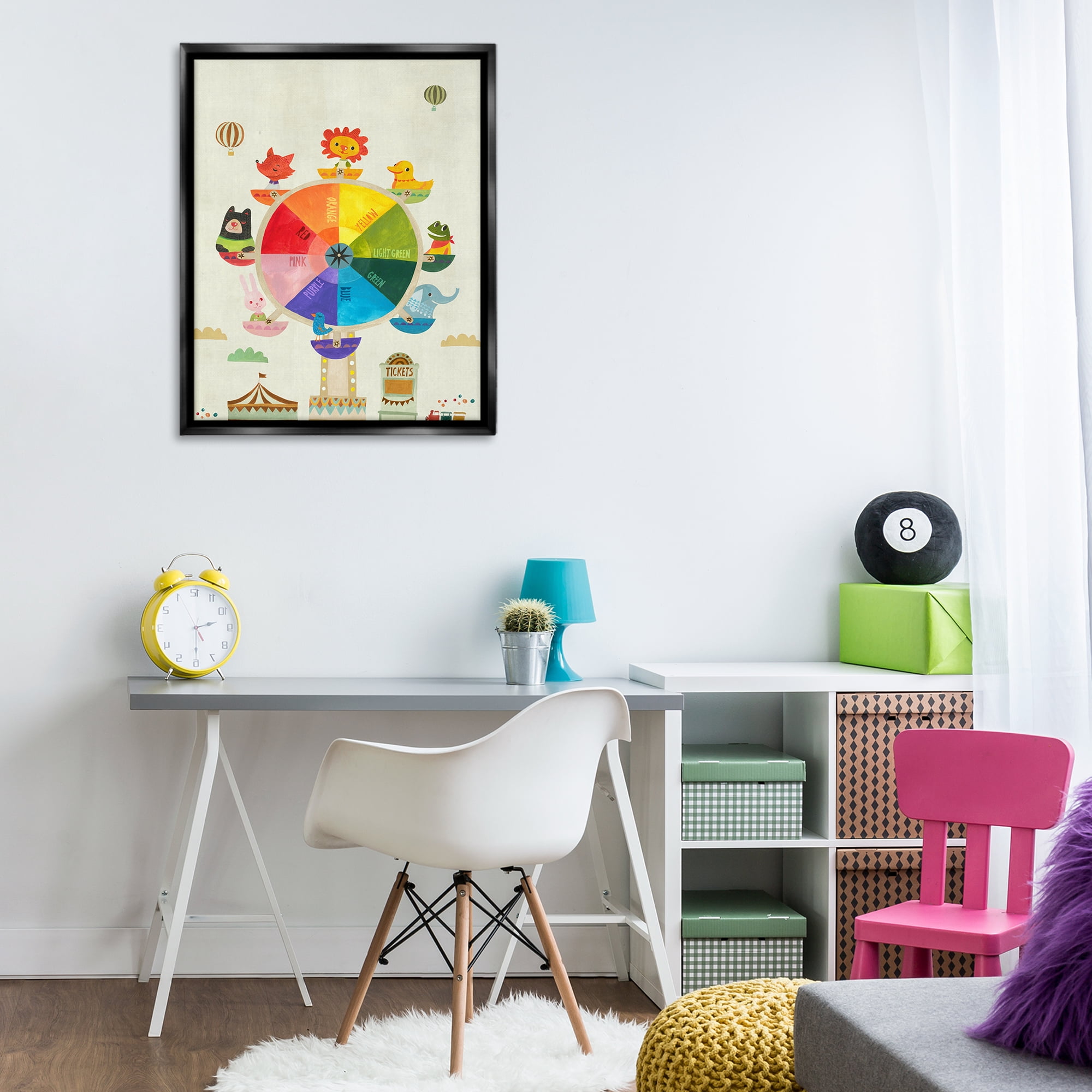 Stupell Industries Educational Hue Ferris Wheel Education Painting Black Floater Framed Canvas Art Print Wall Art, 25 x 31