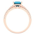 thumbnail image 4 of Clara Pucci 14K Rose Gold Princess Cut 1Ct Simulated Turquoise Engagement Ring + Matching Band - Luxury Box Included, 4 of 7