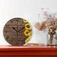 thumbnail image 2 of Dreamtimes Sunflowers On Wooden Board Wall Clock, 10 Inch Silent Non Ticking Round Clock Oil Painting Clock Easy to Read Clock for Living Room Bedroom Bathroom Home Decor, 2 of 7