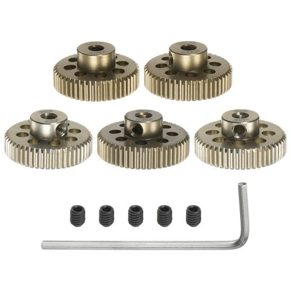 64P Pinion Gear Set 3.175mm (1/8") Shaft 46T 47T 48T 49T 50T Aluminum Alloy Motor Gears for RC Car (5 Packs)