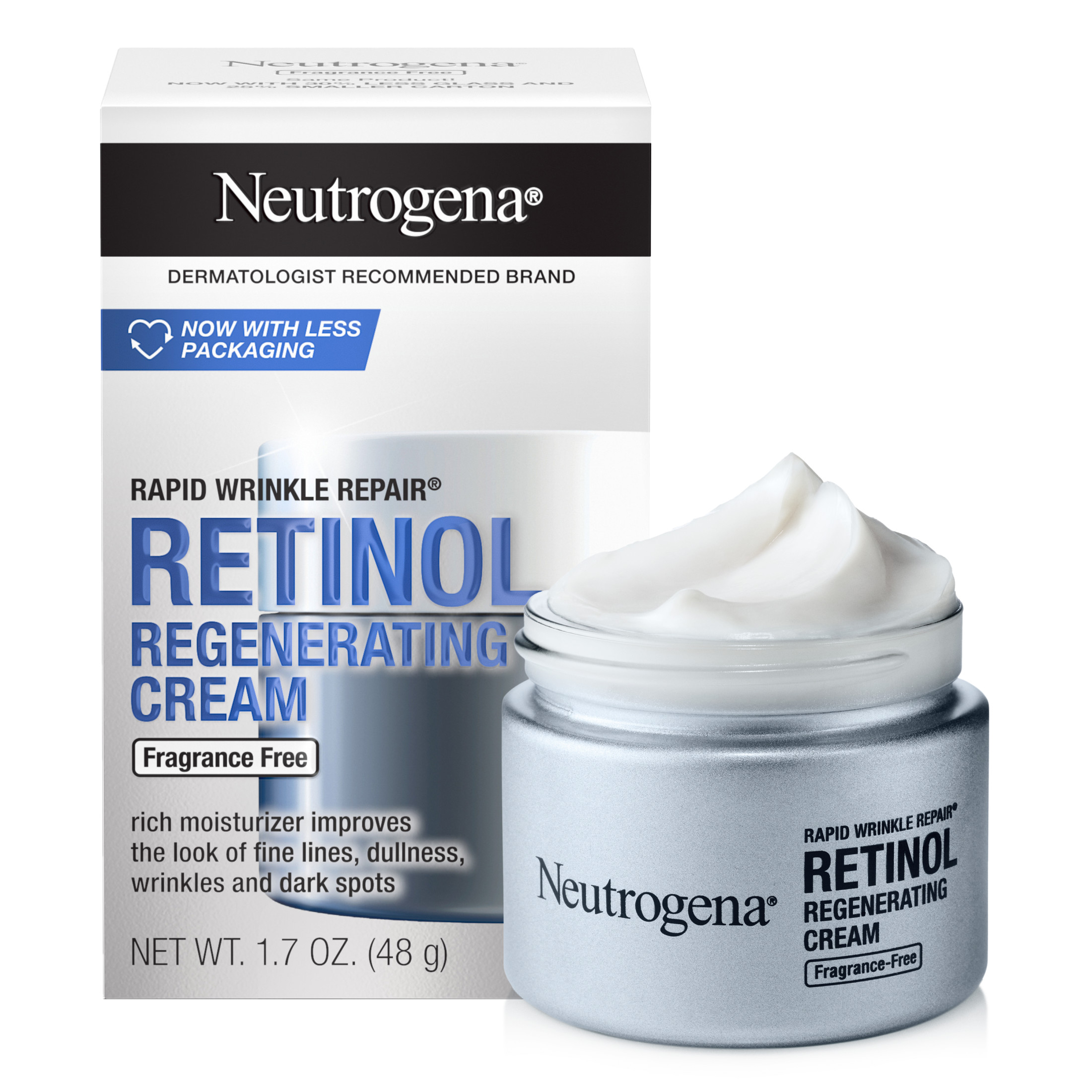 Neutrogena Rapid Wrinkle Repair Retinol Cream Face Moisturizer, Anti Aging Skin Care, 1.7 oz