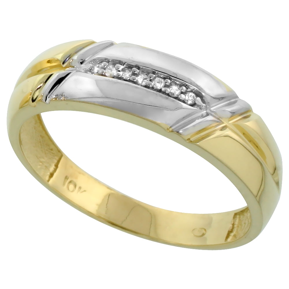 wide size 9.5 3//16 in. 5mm 14k Gold Mens Diamond Wedding Ring Band w// 0.026 Carat Brilliant Cut Diamonds