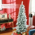 thumbnail image 4 of HOMCOM 6ft Flocked Pencil Artificial Christmas Tree with Steel Base, Green, 4 of 10