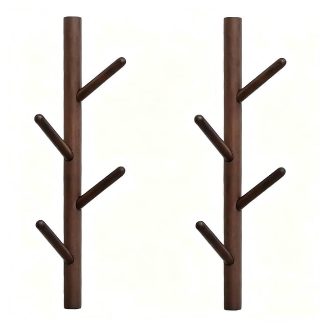 Perchero de pared en forma de árbol VAWNKUKN, paquete de 2, marrón oscuro