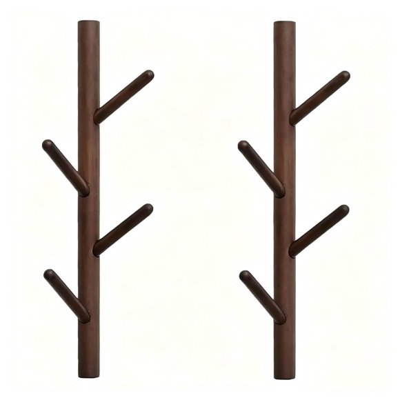 Perchero de pared en forma de árbol VAWNKUKN, paquete de 2, marrón oscuro