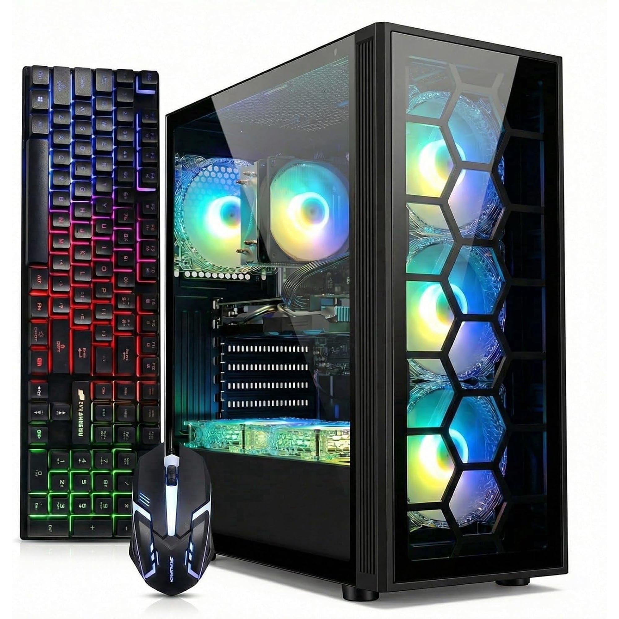 STGAubron Gaming Desktop PC, GeForce RTX 3050 6G, Core i7 up to 3.9GHz,512G SSD, 16G RAM,WiFi 6, BT 5.0, RGB Fan x6, Windows 11H