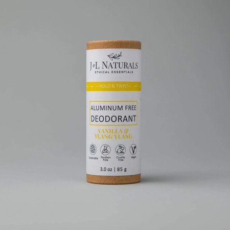 J&L Naturals Aluminum-Free Deodorant - Vanilla & Ylang Ylang - Vegan, Sustainable, Natural, Cruelty Free - 3.0 oz