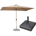 thumbnail image 1 of PURPLE LEAF 6' x 9' Patio Umbrella with Base Market Umbrella Rectangular Outdoor Umbrella with Push Button Tilt & Crank and 8 Ribs Aluminum Table Umbrella for Pool Backyard Beach, Taupe, 1 of 7