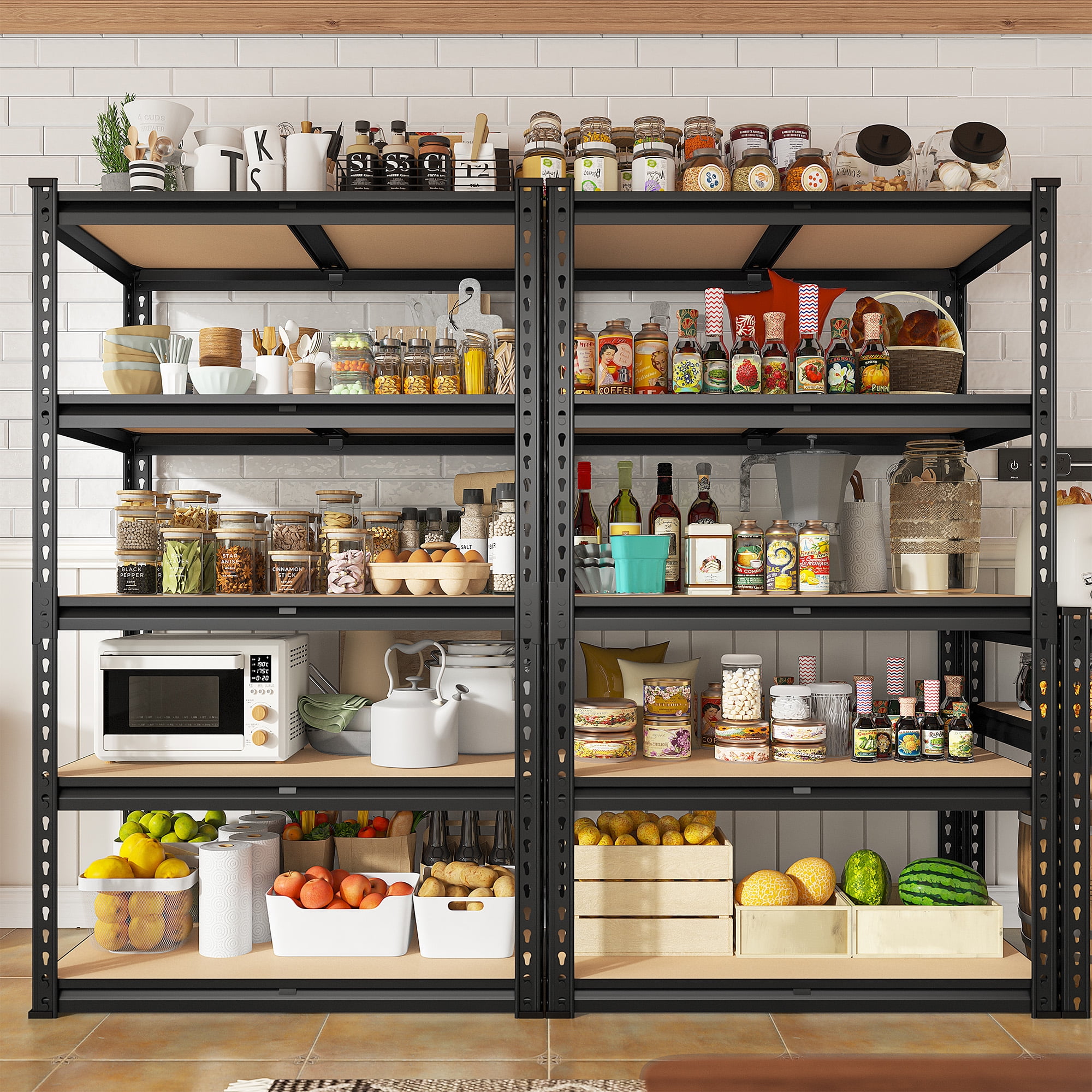 REIBII 2000LBS Garage Shelving 5-Shelf Boltless Storage Shelf Unit, Holds up to 400 lb Per Shelf