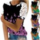 thumbnail image 1 of Fiudx Ofertas Del Día Blusa de Manga Corta con Cuello Redondo y Estampado para Mujer, 1 of 5