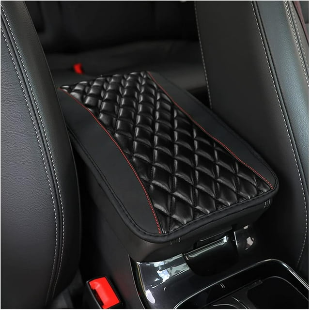 HUGFEGWE Car Center Console Cushion Pad, Universal Leather Waterproof Armrest Seat Box Cover Protector,Comfortable Car Decor Accessories Fit for Most Cars, Vehicles, SUVs (Black) AZ824-16152