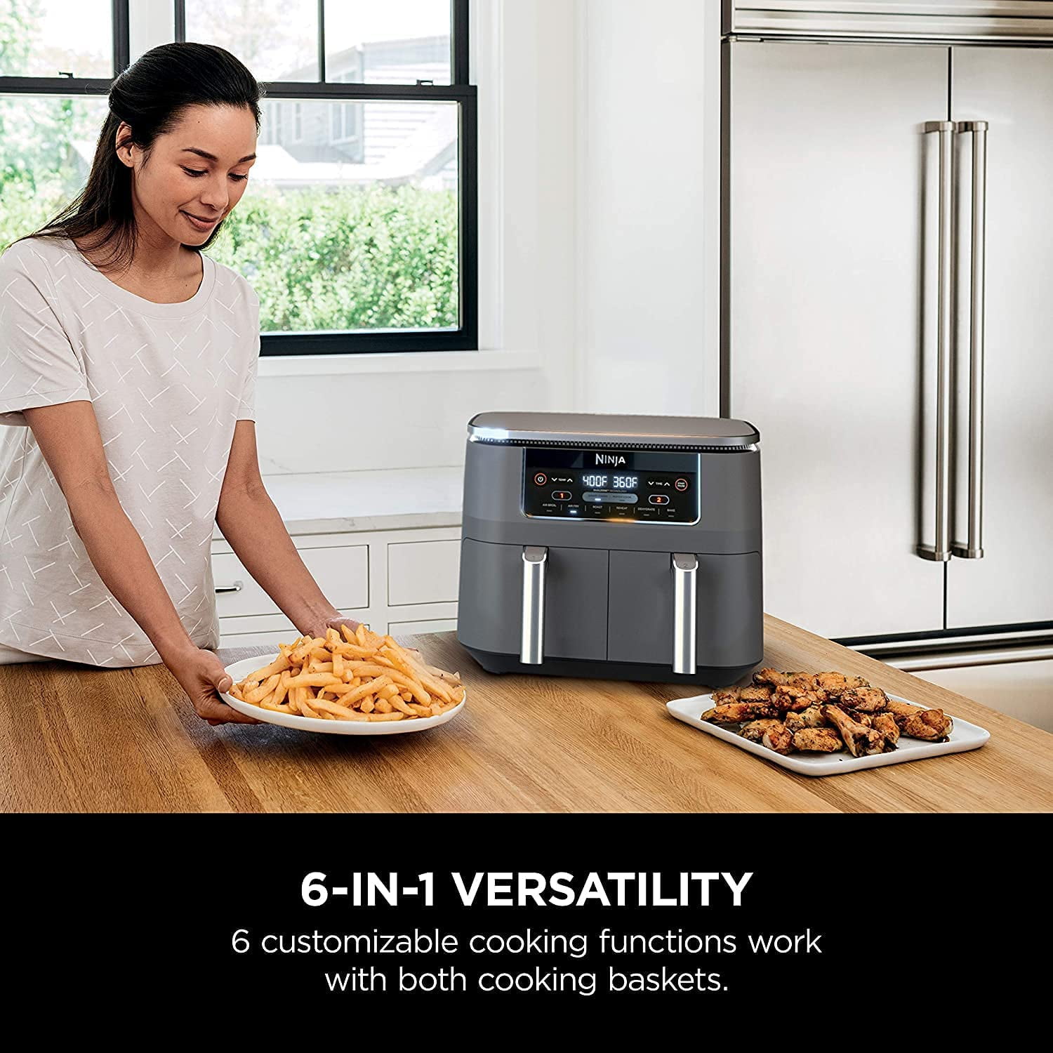 Ninja DZ201 Foodi 6-in-1 2-Basket Air Fryer DualZone Technology 8 qt  (8A-OB) - Deep Fryers & Air Fryers, Facebook Marketplace