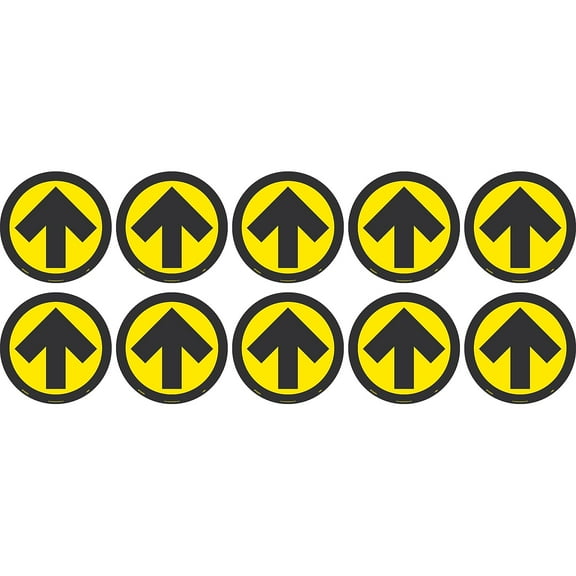 National Marker Temp-Step Floor Decal Arrow 8" x 8" Yellow/Black 10 (WFS84AYL10)