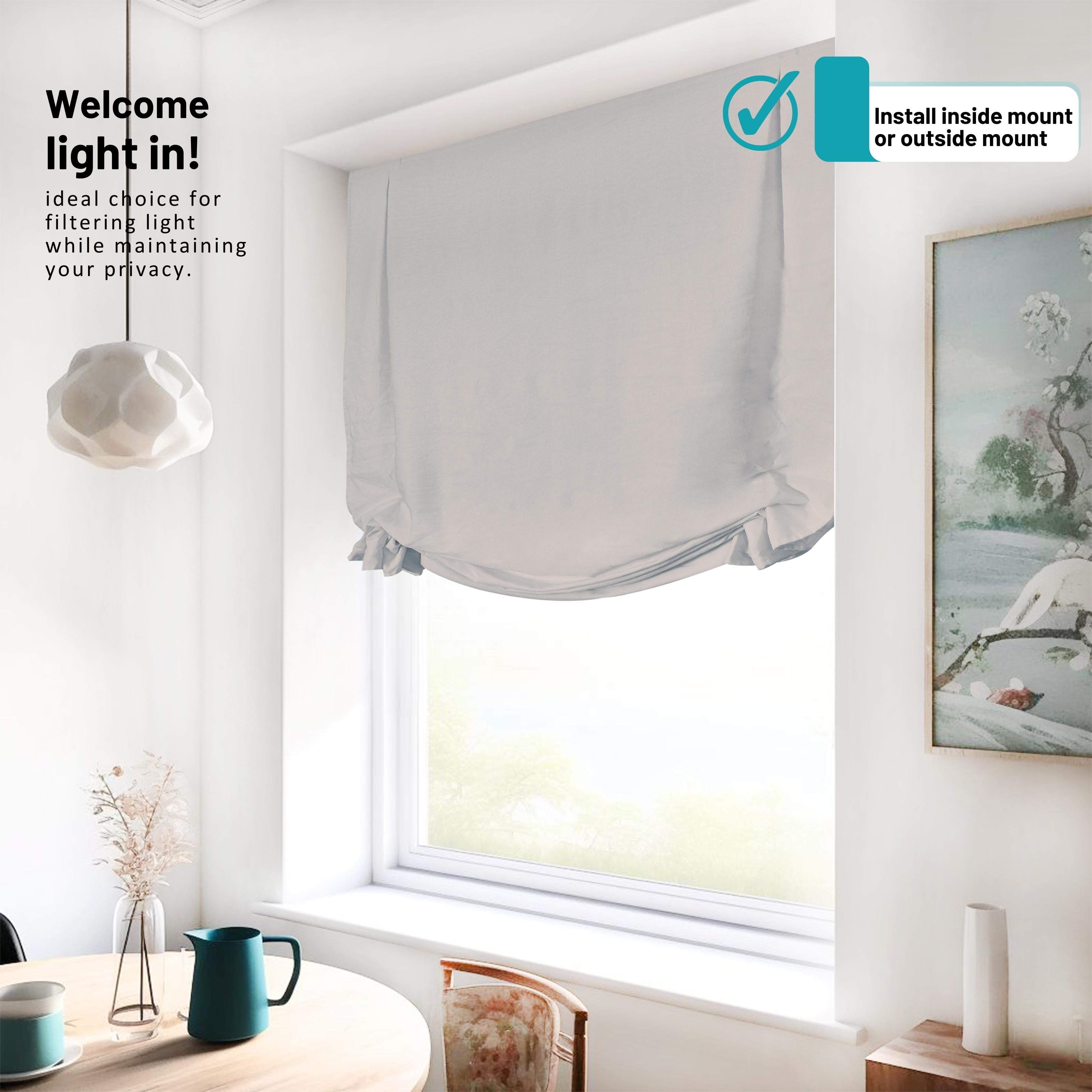 Chicology Cordless Roman Shades, Light Gray (Tulip), 27"W X 64"H