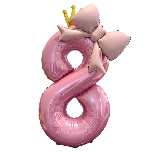 2pcs 100cm Large Size Pink Number Shaped Aluminum Foil Balloons With 24 Inch Pink Bow Decor Suitable For Birthday Party Outdoor Events