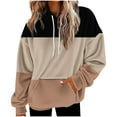 thumbnail image 2 of Zedker Women'S Fleece Pullover Hoodies, Casual Loose Long Sleeves Drop Shoulder Hooded Sweatshirts with Kangaroo Pocket,Cozy Loungewear Tops,Khaki,L, 2 of 5