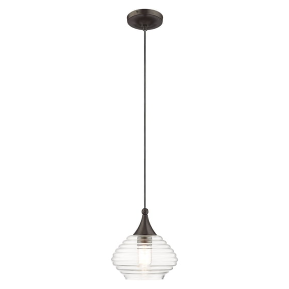 40610-92 Livex Lighting Art Glass - 1 Light Mini Pendant in Coastal Style - 8.25 Inches wide by 10 Inches high-English Bronze Finish    -Traditional