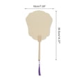 thumbnail image 2 of Unique Bargains 1 Pc Portable Double-Sided Long Handle Round Lily Folding Fan Xuan Paper Bamboo Beige [Double-Sided Long Handle Round Lily], 2 of 5