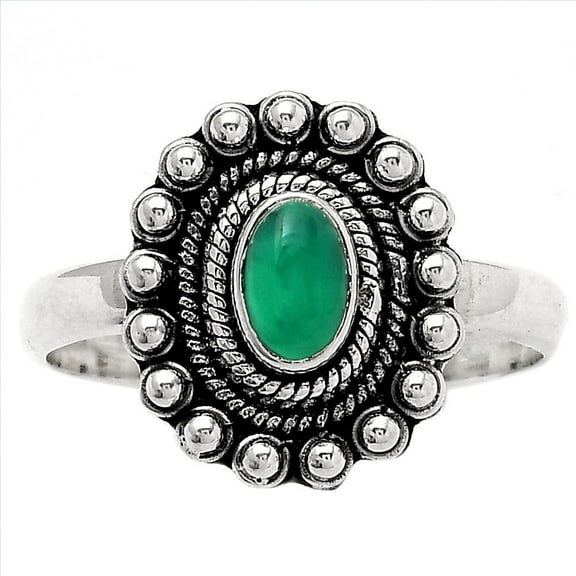 Desiregem Natural Green Onyx 925 Sterling Silver Adult Women Ring s.7.5 Jewelry SDR151195