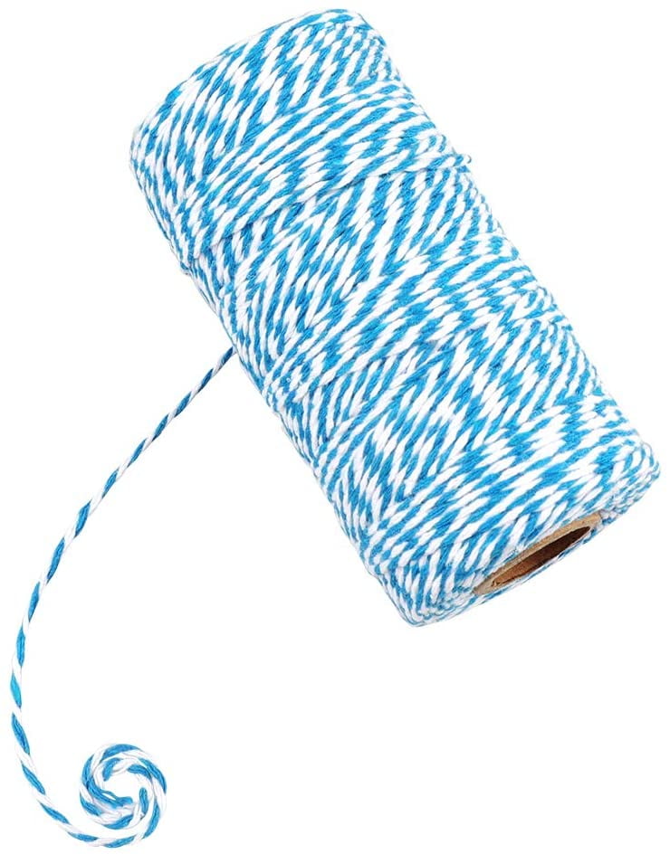 Blue and White 100 M/328 Feet Durable Cotton Bakers Twine String Heavy Duty Packing Bakers Twine for Gardening Applications 