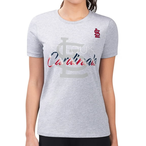 Women's G-III 4Her by Carl Banks  Heather Gray St. Louis Cardinals Super-Slim Fit Lightweight Shadow Logo Graphic