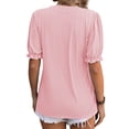 thumbnail image 2 of Hanerdun Women Casual Tops Female Short Sleeve Blouse Solid T-Shirt Pink L, 2 of 5