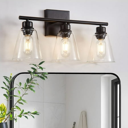 

DTLYH Light Bathroom Light Fixtures Black Gold Mid Century Modern Bathroom Vanity Lights Above Mirror with Milky White Frosted Glass Shade Vanity Lights Wall Sconce Black with Gold Desi